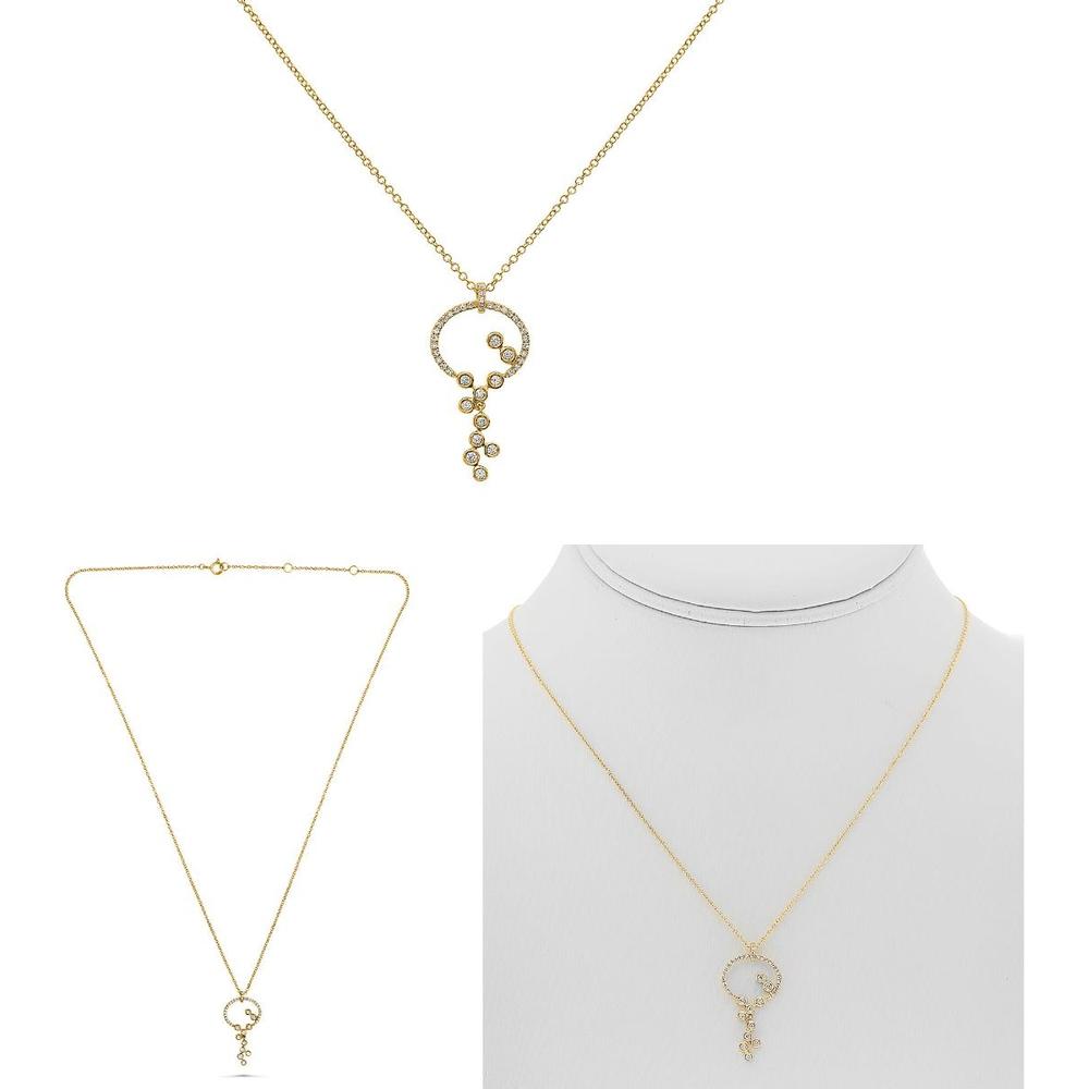 Roman & Jules - 14K Yellow Gold Diamond Circle Cluster Necklace with 0.21 Carat Round Diamonds