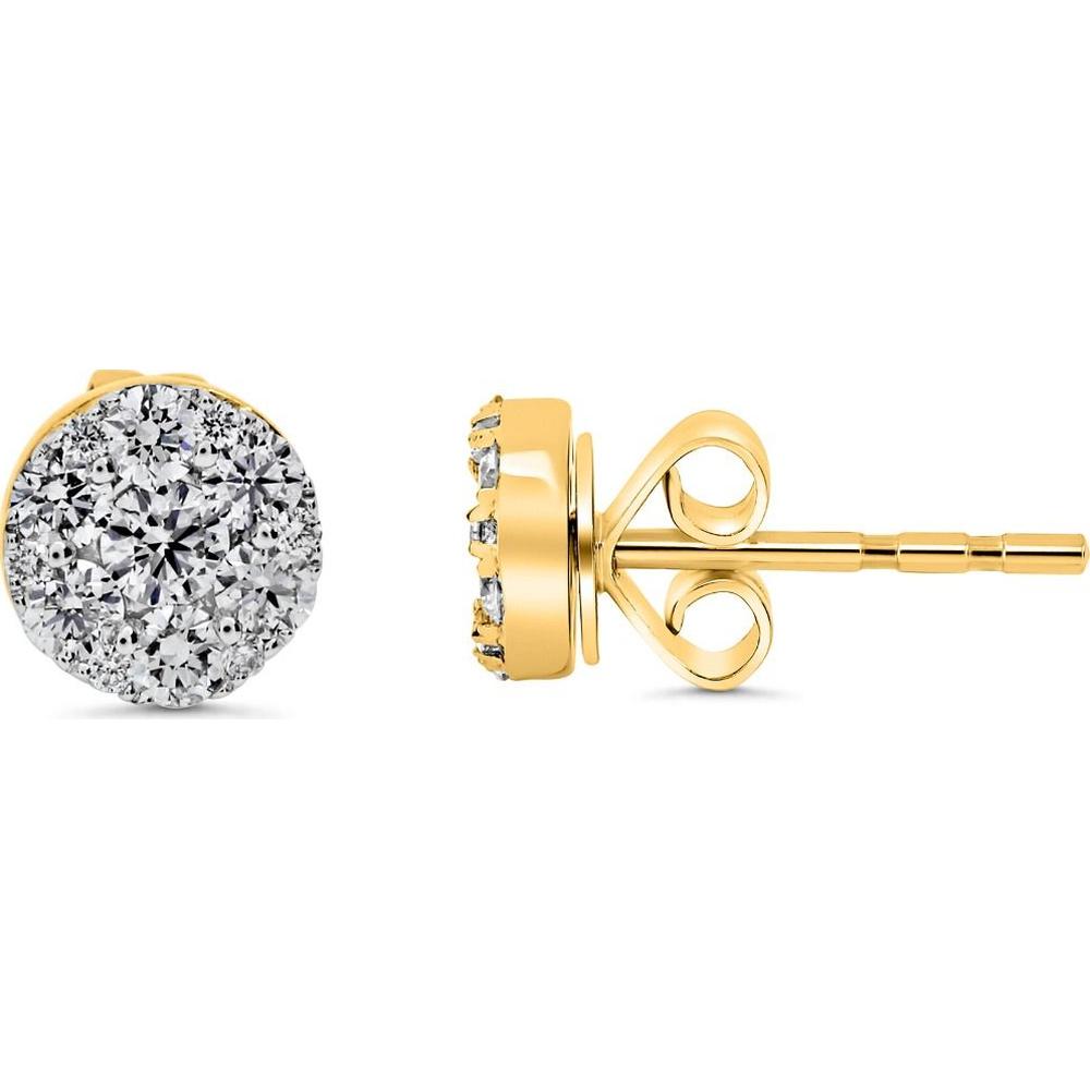 Roman & Jules - 14K Yellow Gold Diamond Cluster Stud Earrings - 0.49 Carat Total Diamond Weight