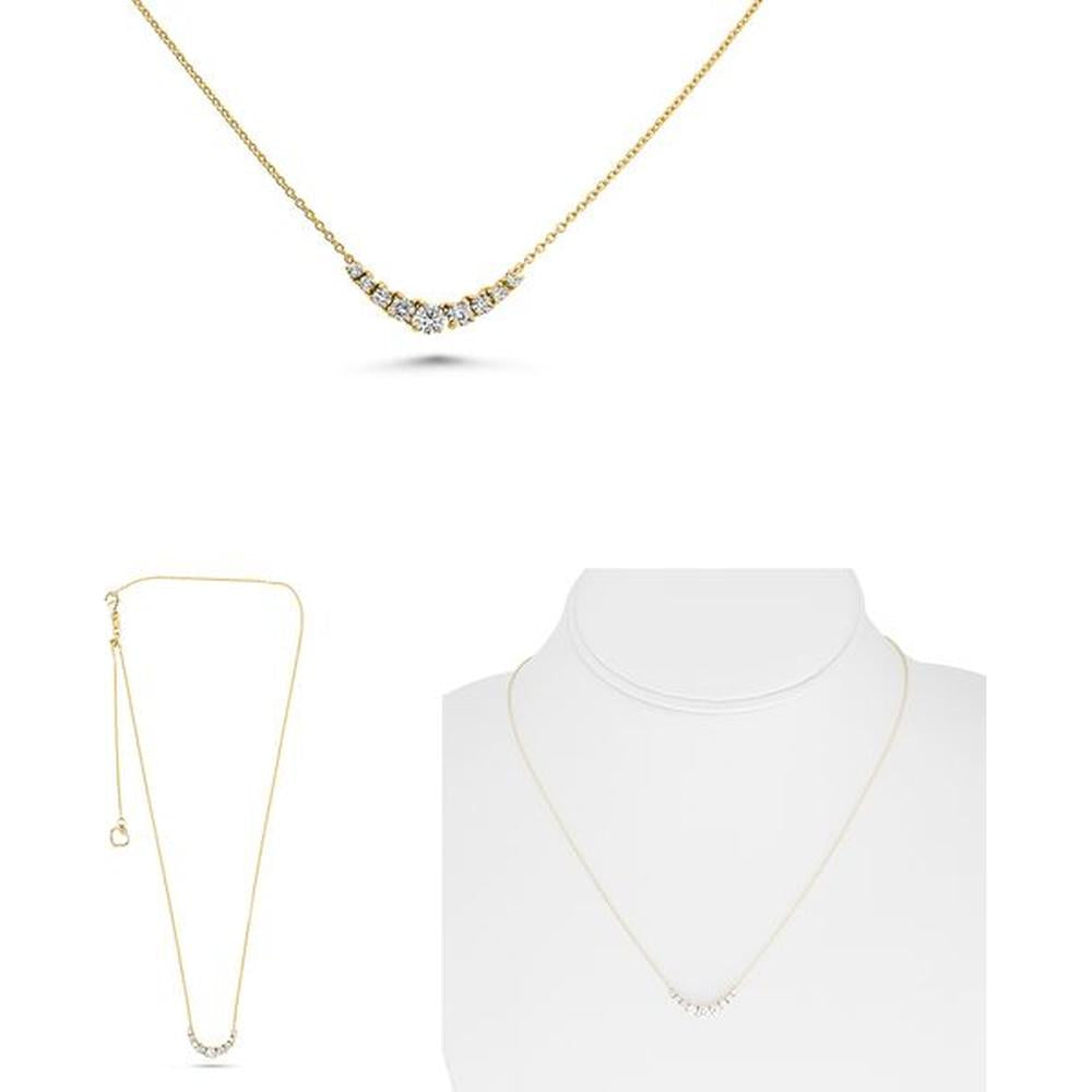 Roman & Jules - 14K Yellow Gold Diamond Curve Necklace with 0.50 Carat Round Diamonds in Prong Setting