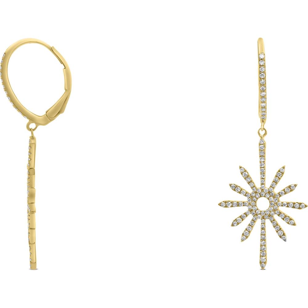 Roman & Jules - 14K Yellow Gold Diamond Drop Earrings with 0.49 Carat Round Diamonds