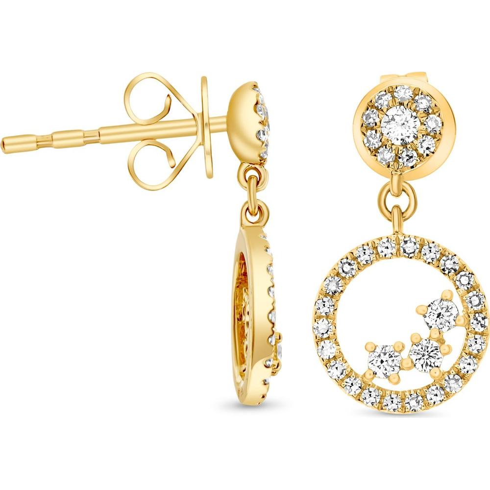 Roman & Jules - 14K Yellow Gold Diamond Drop Earrings with Round Diamonds - 0.34 Carat Total Diamond Weight