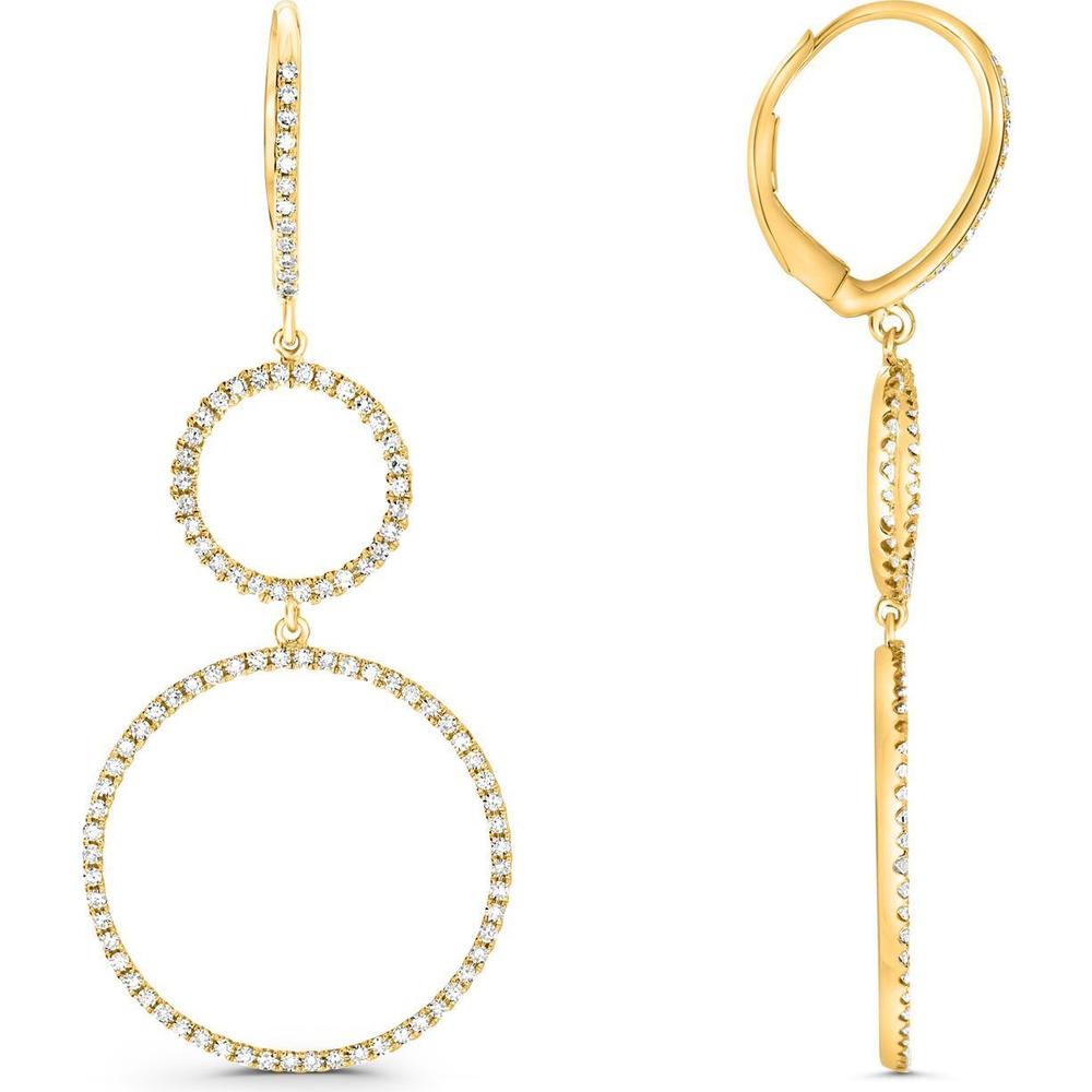 Roman & Jules - 14K Yellow Gold Diamond Drop Earrings with Round Diamonds - 0.60 Carat Total Diamond Weight