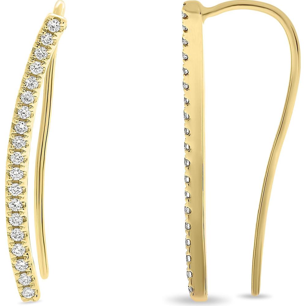 Roman & Jules - 14K Yellow Gold Diamond Earring Climbers with 0.18 Carat Total Round Diamonds in Micropavé Setting