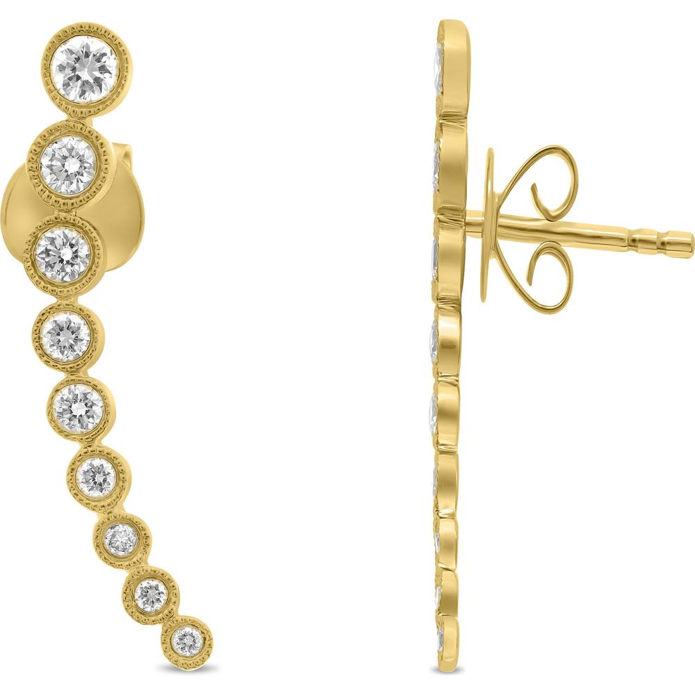 Roman & Jules - 14K Yellow Gold Diamond Earring Climbers with Round Bezel-Set Diamonds - 0.34 Carat Total Diamond Weight