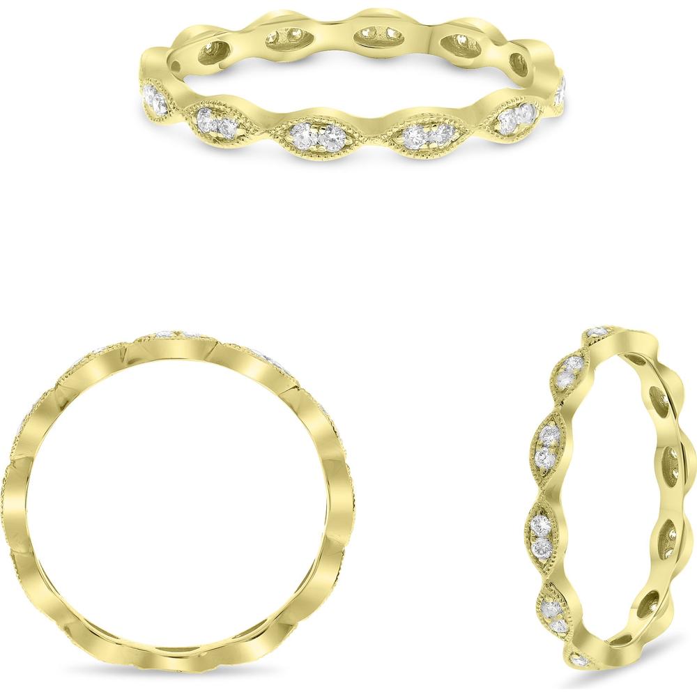 Roman & Jules - 14K Yellow Gold Diamond Eternity Band with Pave Set Round Diamonds - 0.20 Carat Total Diamond Weight