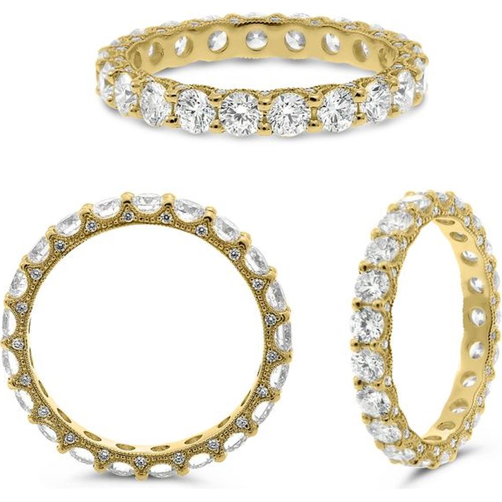 Roman & Jules - 14K Yellow Gold Diamond Eternity Band with Shared Set Round Diamonds - 1.95 Carat Total Diamond Weight
