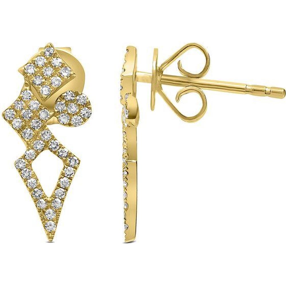 Roman & Jules - 14K Yellow Gold Diamond Geometric Stud Earrings - 0.38 Carat Total Diamond Weight
