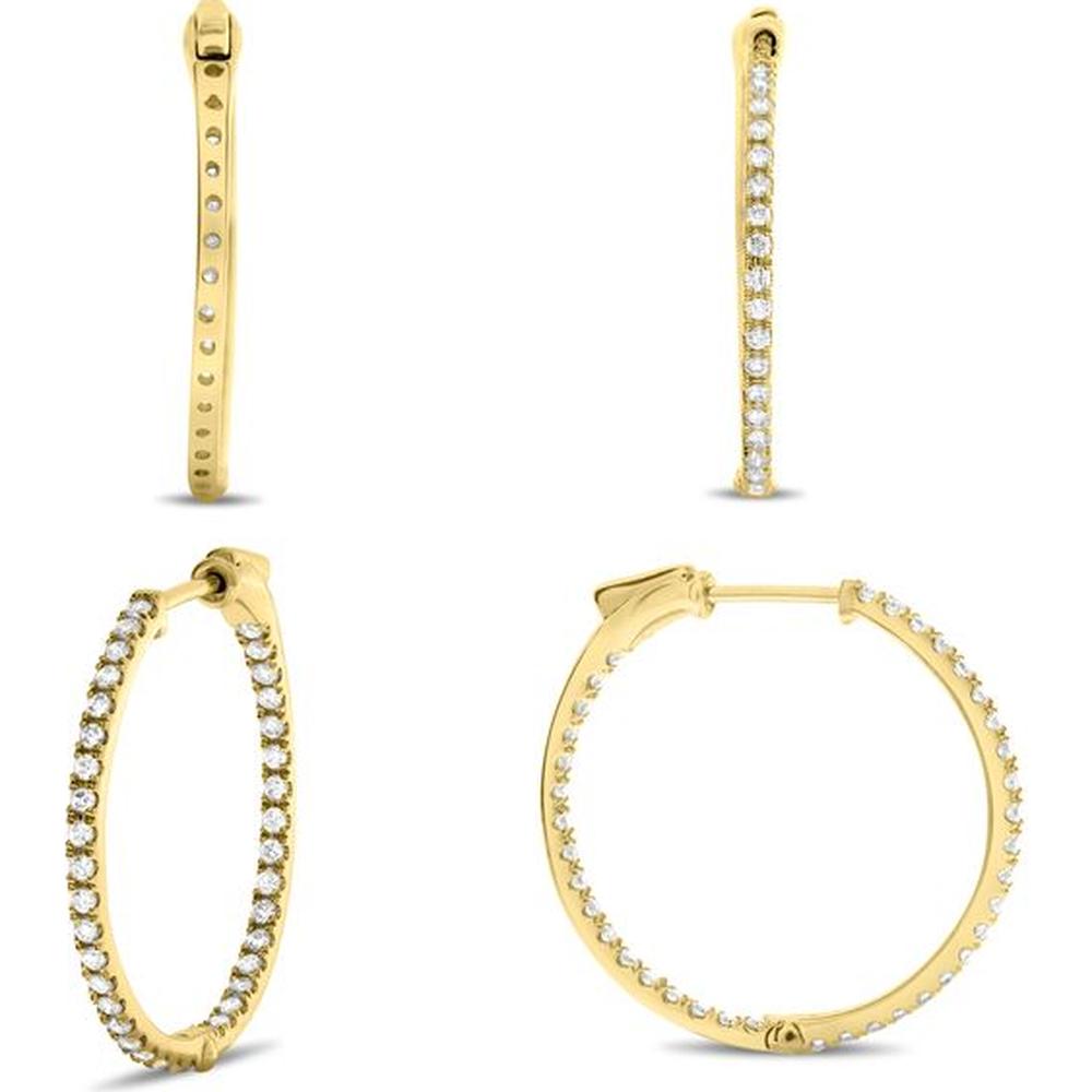Roman & Jules - 14K Yellow Gold Diamond Hoop Earrings with Micropavé Set Round Diamonds - 0.50 Carat Total Diamond Weight