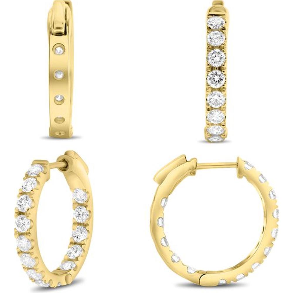 Roman & Jules - 14K Yellow Gold Diamond Hoop Earrings with Micropavé Setting - 1.00 Carat Total Diamond Weight