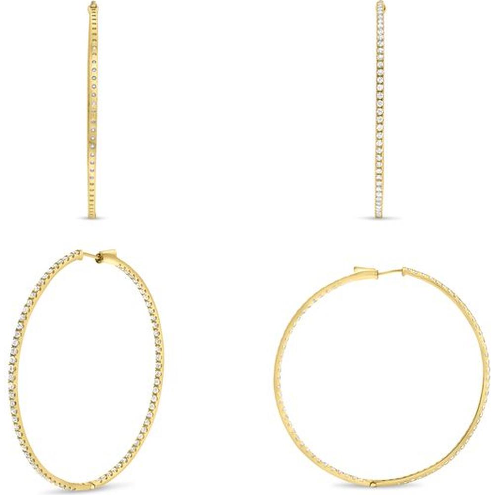 Roman & Jules - 14K Yellow Gold Diamond Hoop Earrings with Micropavé Setting - 3.00 Carat Total Diamond Weight