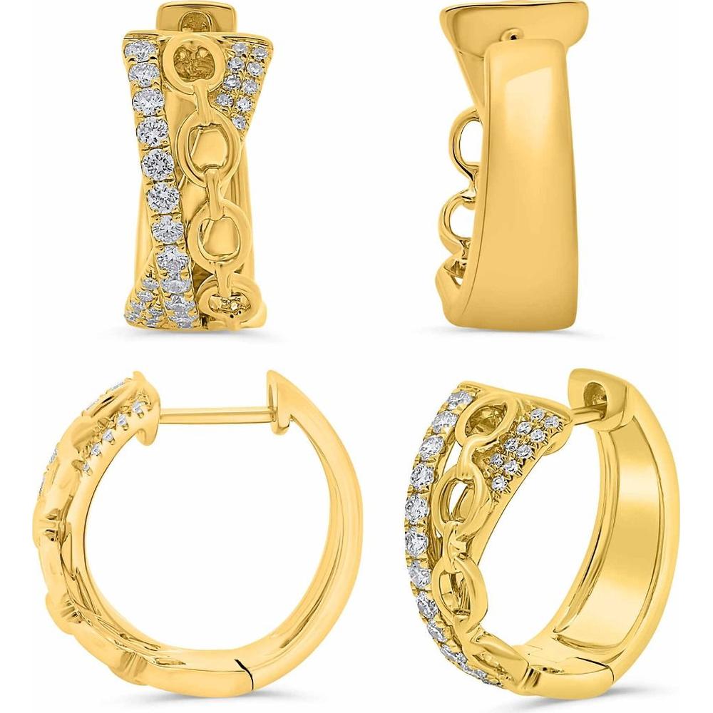 Roman & Jules - 14K Yellow Gold Diamond Huggie Earrings - 0.36 Carat Total Diamond Weight