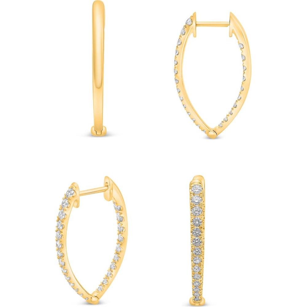 Roman & Jules - 14K Yellow Gold Diamond Huggie Earrings with Micropavé Set Round Diamonds - 0.75 Carat Total Diamond Weight