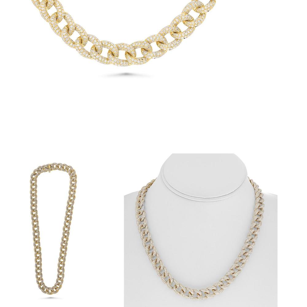 Roman & Jules - 14K Yellow Gold Diamond Pavé Link Necklace - 19.50 Carat Total Diamond Weight