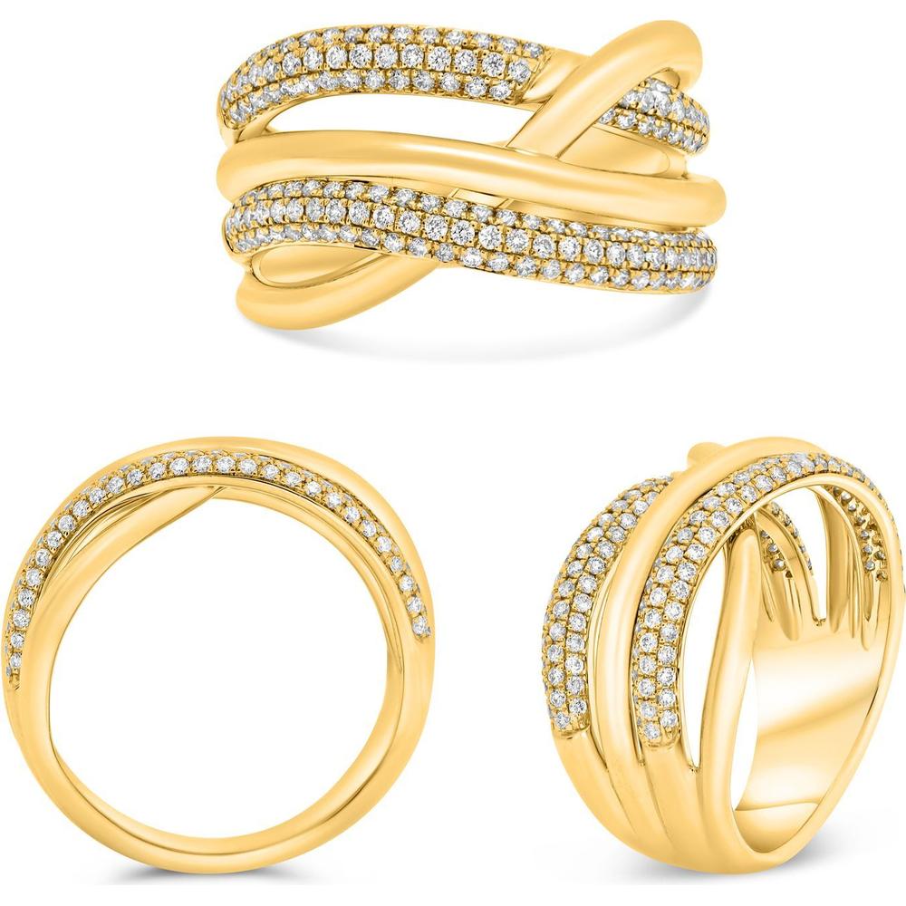 Roman & Jules - 14K Yellow Gold Diamond Pave Ring with 0.66 Carat Total Diamond Weight