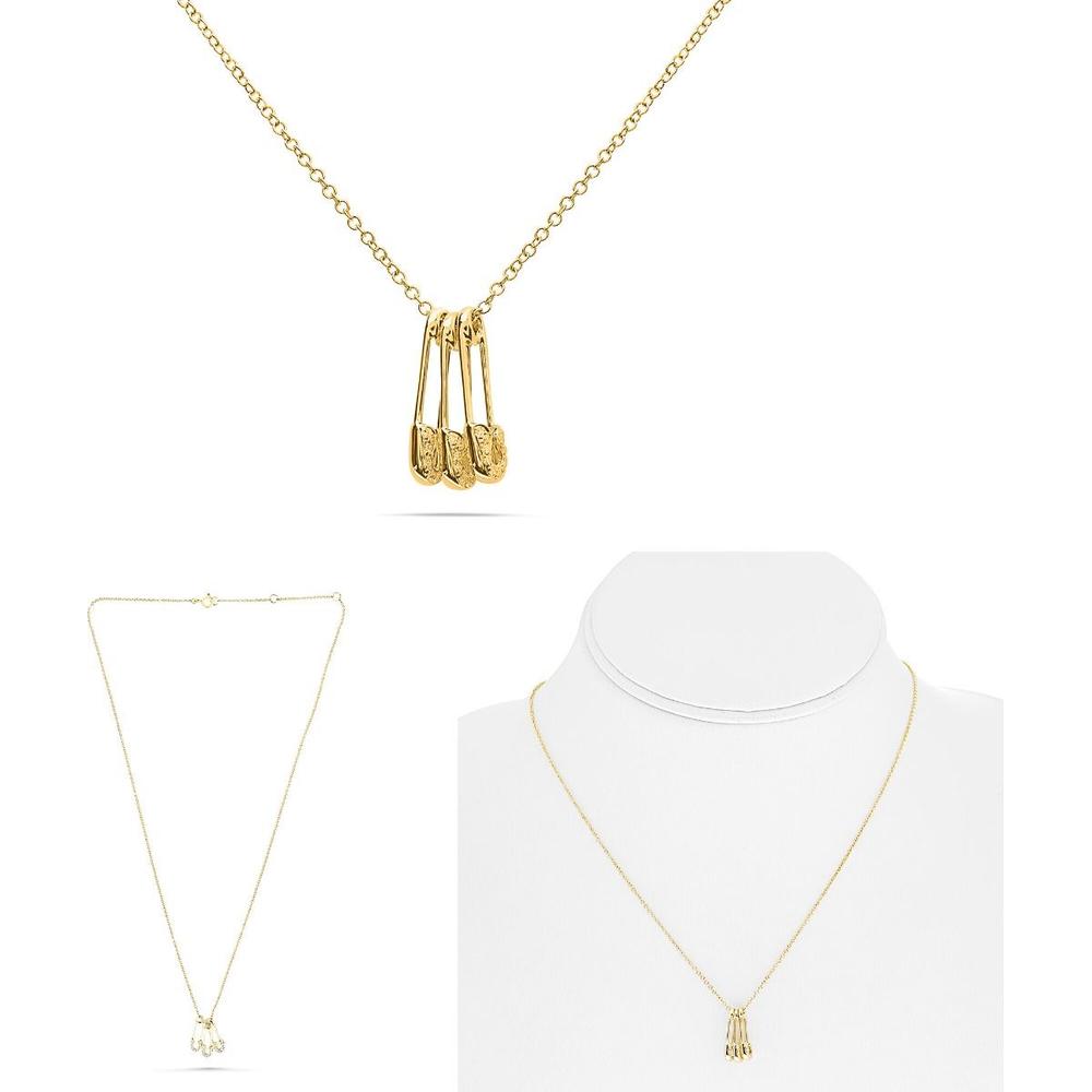 Roman & Jules - 14K Yellow Gold Diamond Pendant Necklace with 3 Hook Design - 0.09 Carat Total Diamond Weight