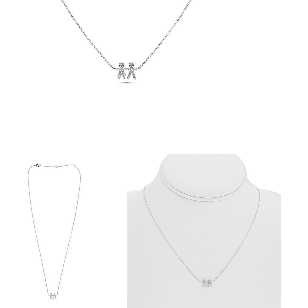 Roman & Jules - 14K Yellow Gold Diamond Pendant Necklace with Micropavé Round Diamonds - 0.10 Carat Total Diamond Weight