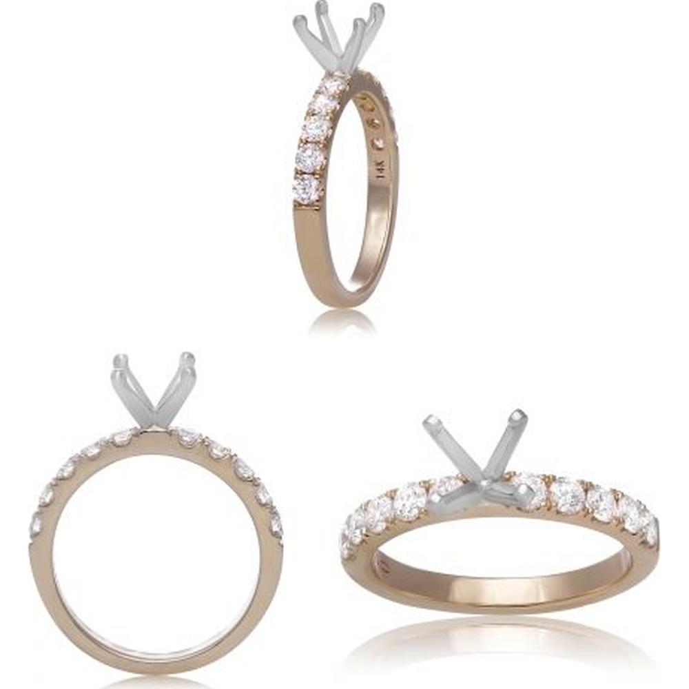 Roman & Jules - 14K Yellow Gold Diamond Ring with 6-Prong Set Round Diamond - 0.36 Carat Total Diamond Weight