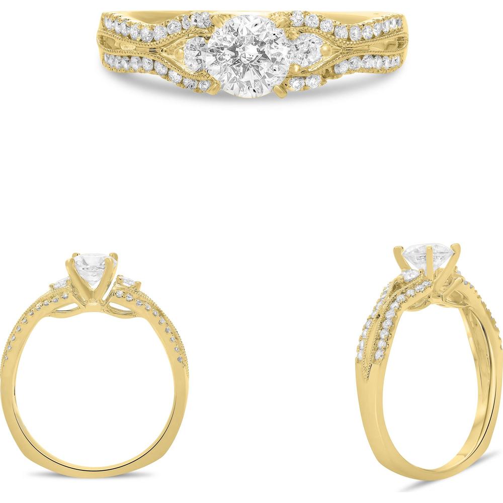 Roman & Jules - 14K Yellow Gold Diamond Ring with Round Diamond and Euro Shank - 0.30 Carat Total Diamond Weight