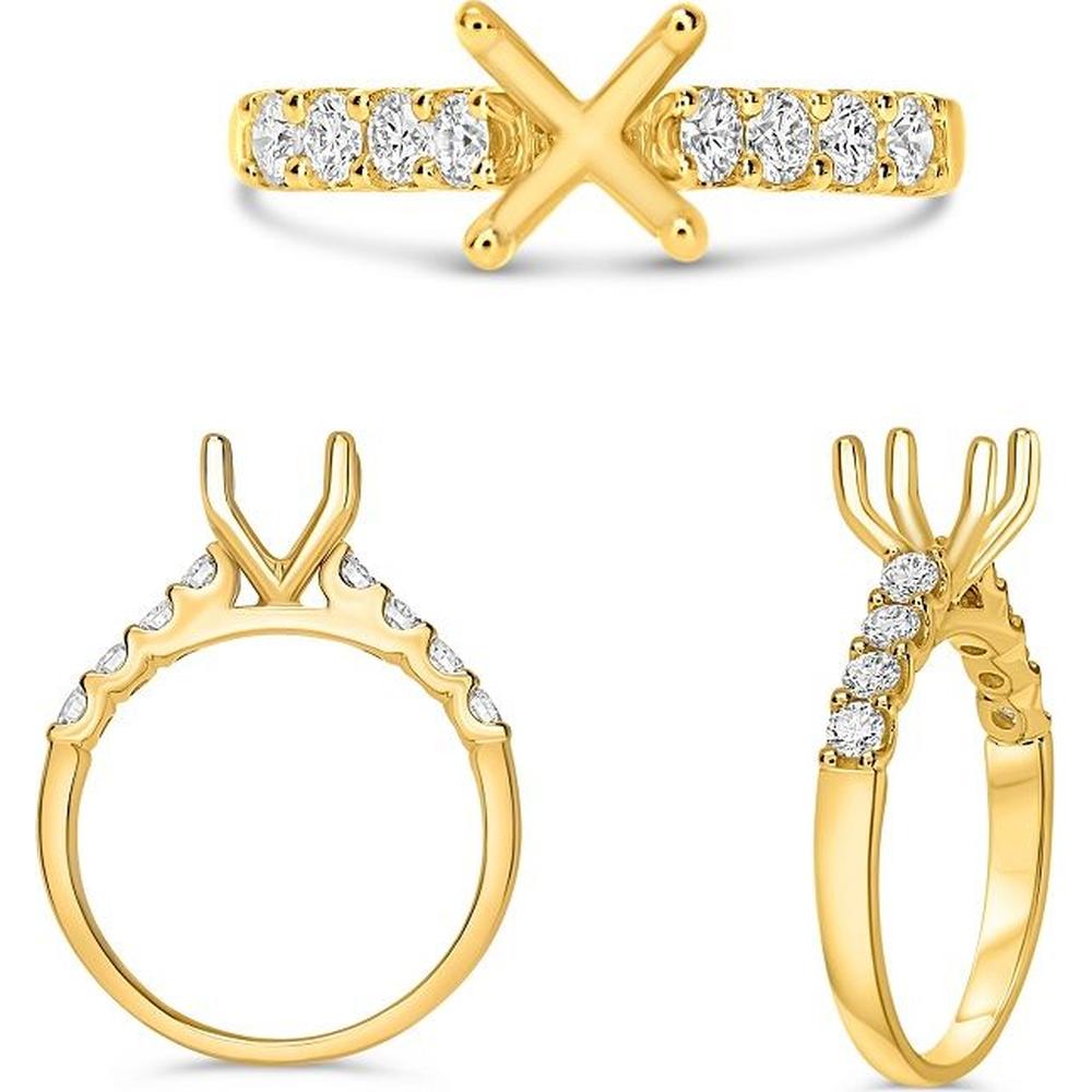 Roman & Jules - 14K Yellow Gold Diamond Ring with Shared U-Prong Set Round Diamonds - 0.45 Carat Total Diamond Weight