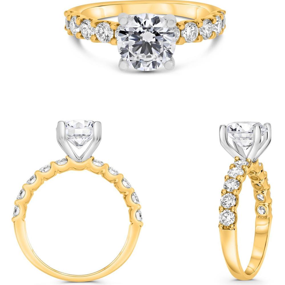 Roman & Jules - 14K Yellow Gold Diamond Ring with Shared U-Prong Setting and Round Diamonds - 1.50 Carat Total Diamond Weight