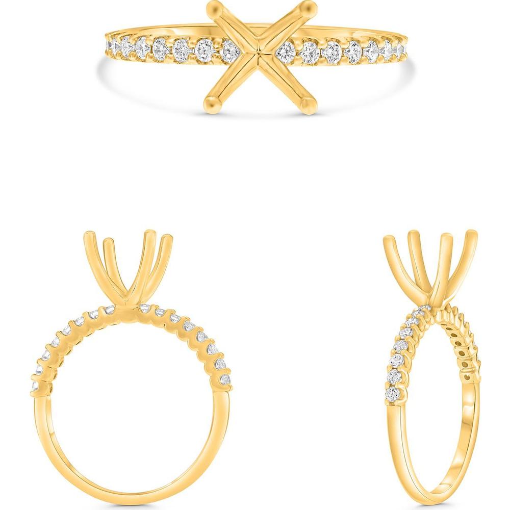 Roman & Jules - 14K Yellow Gold Diamond Ring with Shared U-Shape Prong Setting - 0.25 Carat Total Diamond Weight