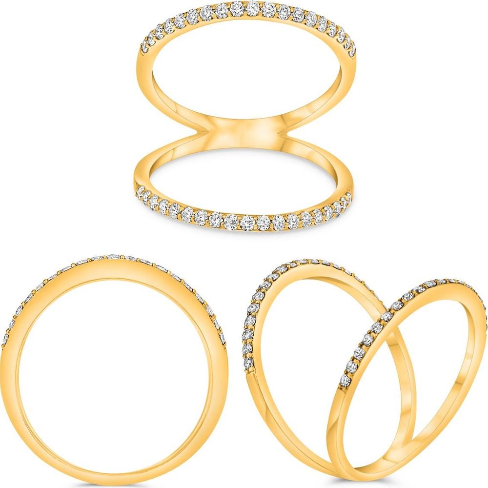 Roman & Jules - 14K Yellow Gold Diamond Split Band Ring with Round Diamonds - 0.38 Carat Total Diamond Weight