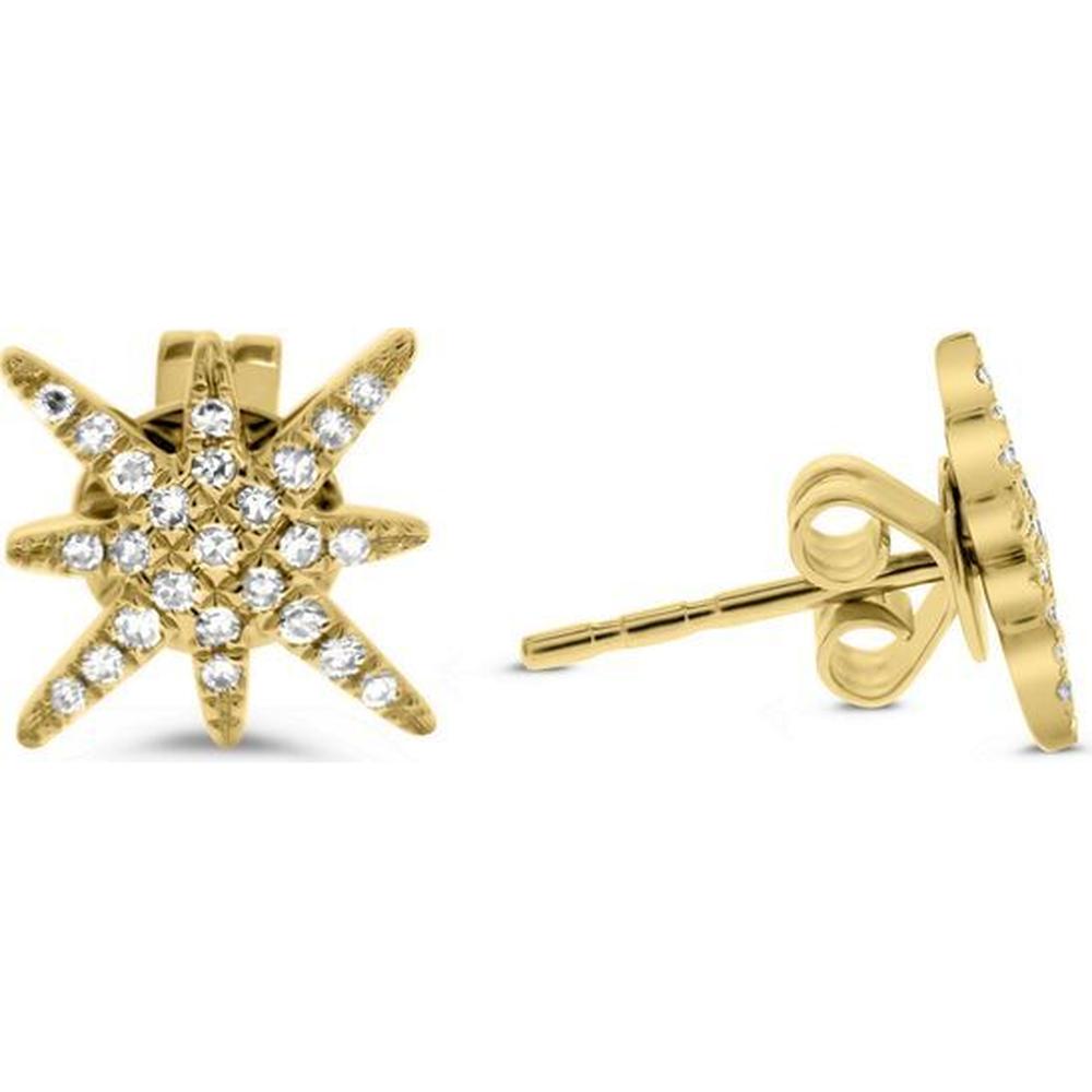 Roman & Jules - 14K Yellow Gold Diamond Star Earrings with 0.12 Carat Round Diamonds