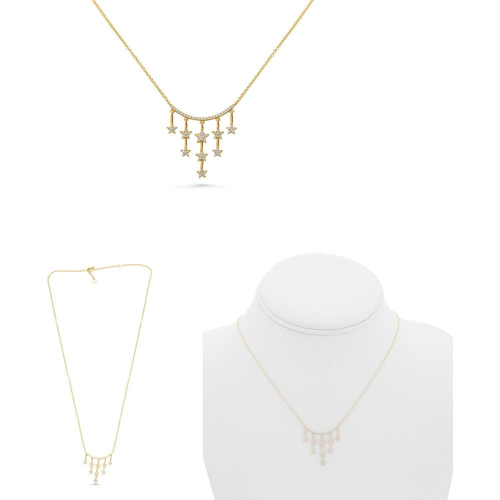 Roman & Jules - 14K Yellow Gold Diamond Star Necklace with 0.20 Carat Round White Diamonds