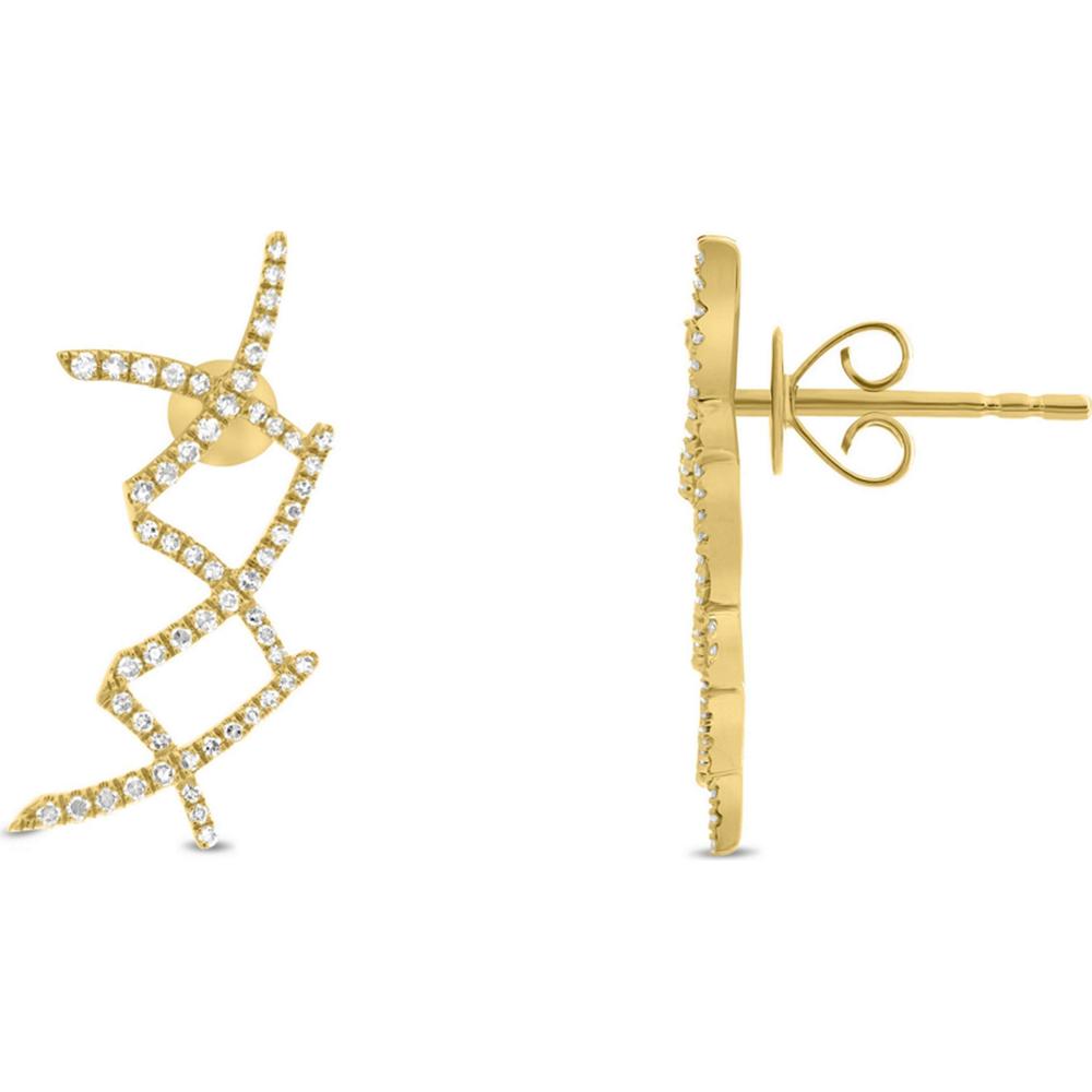 Roman & Jules - 14K Yellow Gold Diamond Stud Earrings with 0.27 Carat Round Diamonds in Micropavé Setting