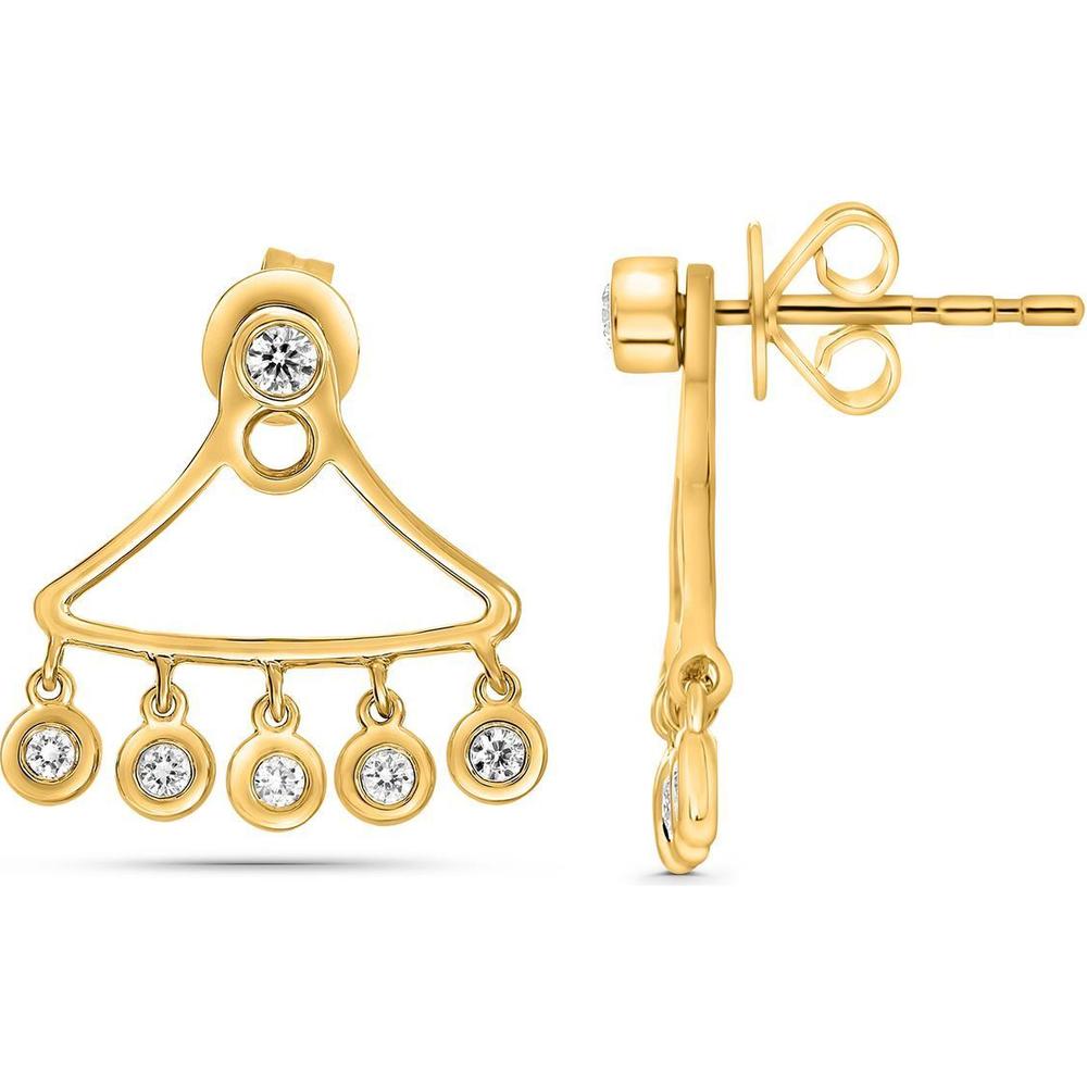 Roman & Jules - 14K Yellow Gold Diamond Stud Earrings with Bezel Set Round Diamonds - 0.27 Carat Total Diamond Weight