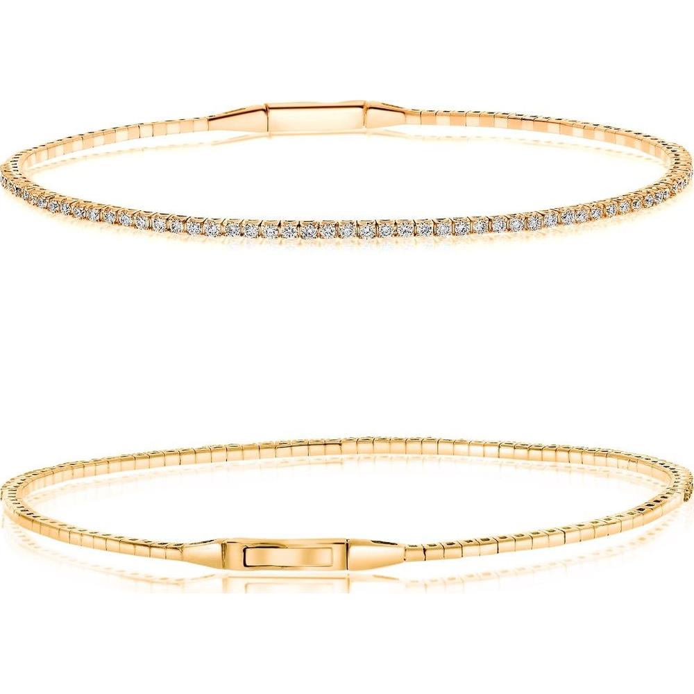 Roman & Jules - 14K Yellow Gold Diamond Tennis Bracelet with Prong Set Round Diamonds - 0.54 Carat Total Diamond Weight