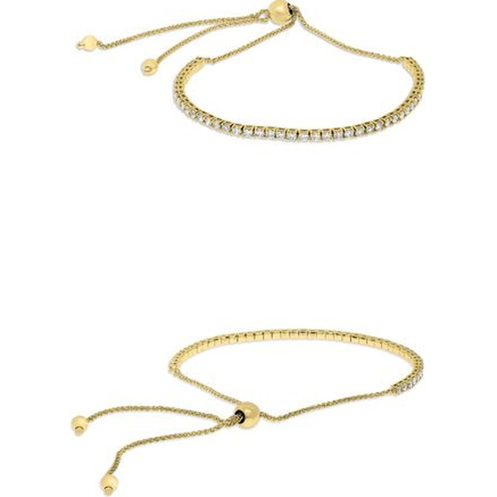 Roman & Jules - 14K Yellow Gold Diamond Tennis Bracelet with Prong Set Round Diamonds - 0.79 Carat Total Diamond Weight