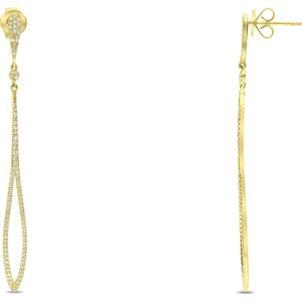 Roman & Jules - 14K Yellow Gold Drop Earrings with 0.45 Carat Total Round Diamonds