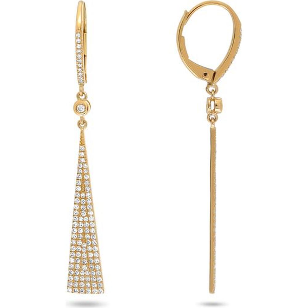 Roman & Jules - 14K Yellow Gold Drop Earrings with 1.14 Carat Total Round Diamonds