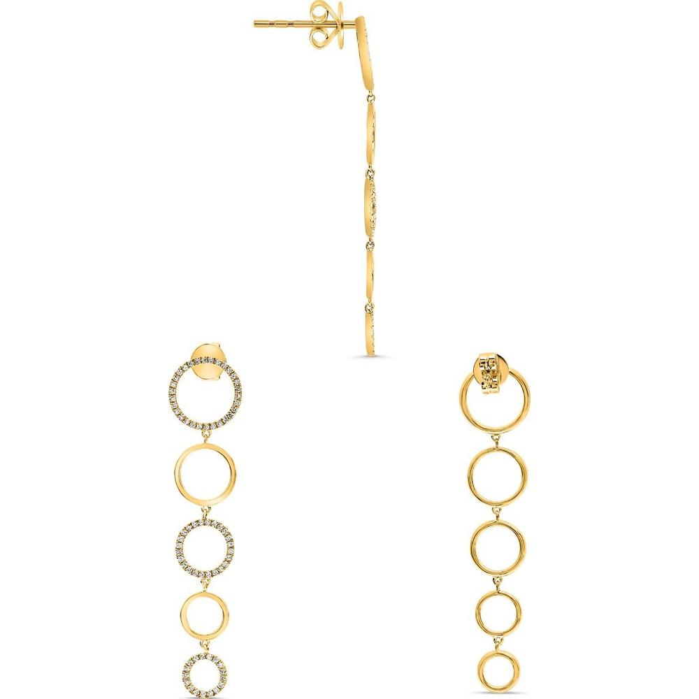 Roman & Jules - 14K Yellow Gold Drop Earrings with Micropavé Set Round Diamonds - 0.31 Carat Total Diamond Weight