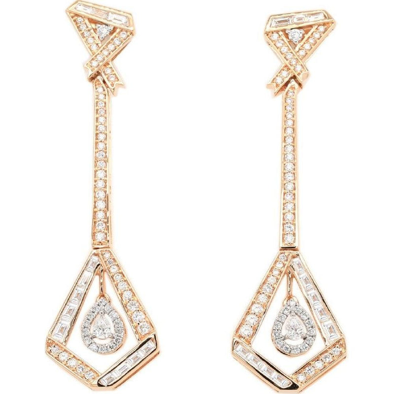 Roman & Jules - 14K Yellow Gold Drop Earrings with Pear Shape and Bagu ...