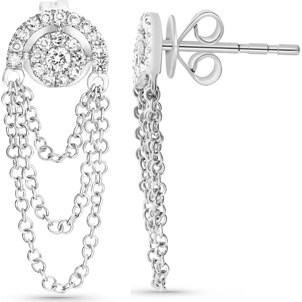Roman & Jules - 14K Yellow Gold Drop Earrings with Round Diamonds - 0.36 Carat Total Diamond Weight
