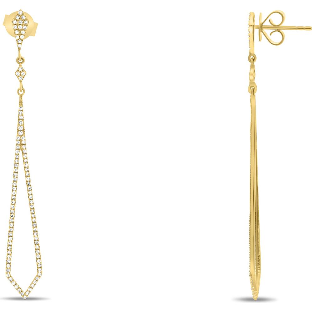 Roman & Jules - 14K Yellow Gold Drop Earrings with Round Diamonds - 0.44 Carat Total Diamond Weight