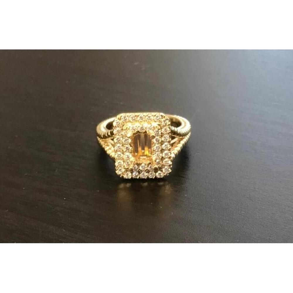 Roman & Jules - 14K Yellow Gold Emerald Cut Diamond Ring with Double Halo and Split Shank Design - 1.12 Carat Total Diamond Weight