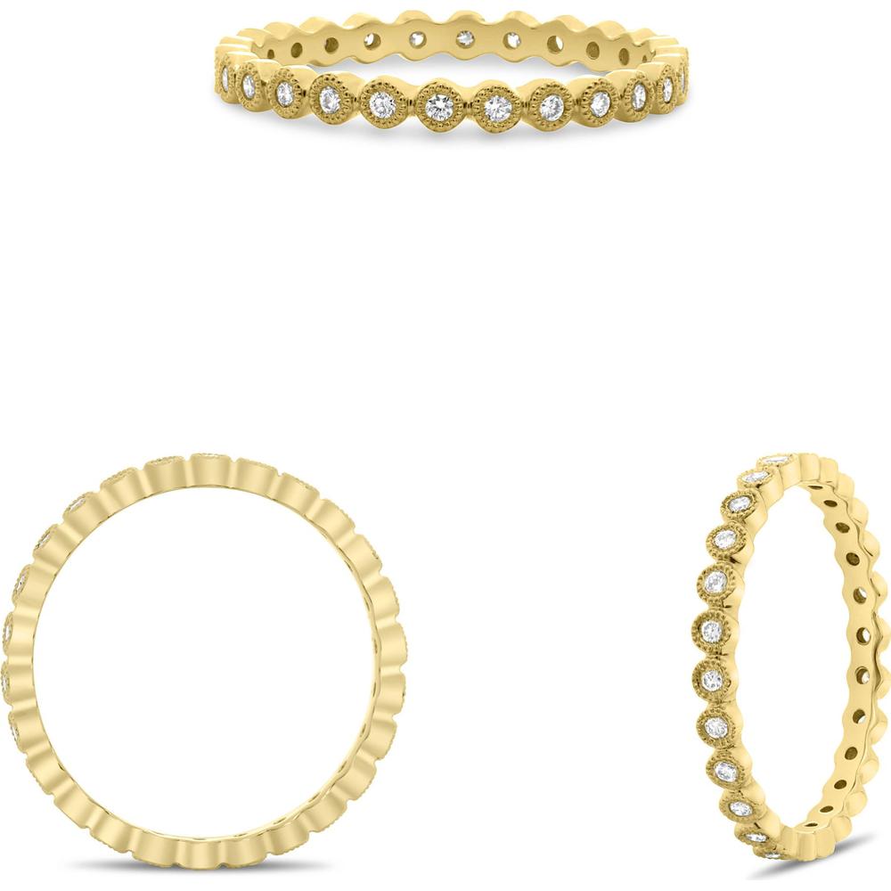 Roman & Jules - 14K Yellow Gold Eternity Band with Bezel Set Round Diamonds - 0.22 Carat Total Diamond Weight