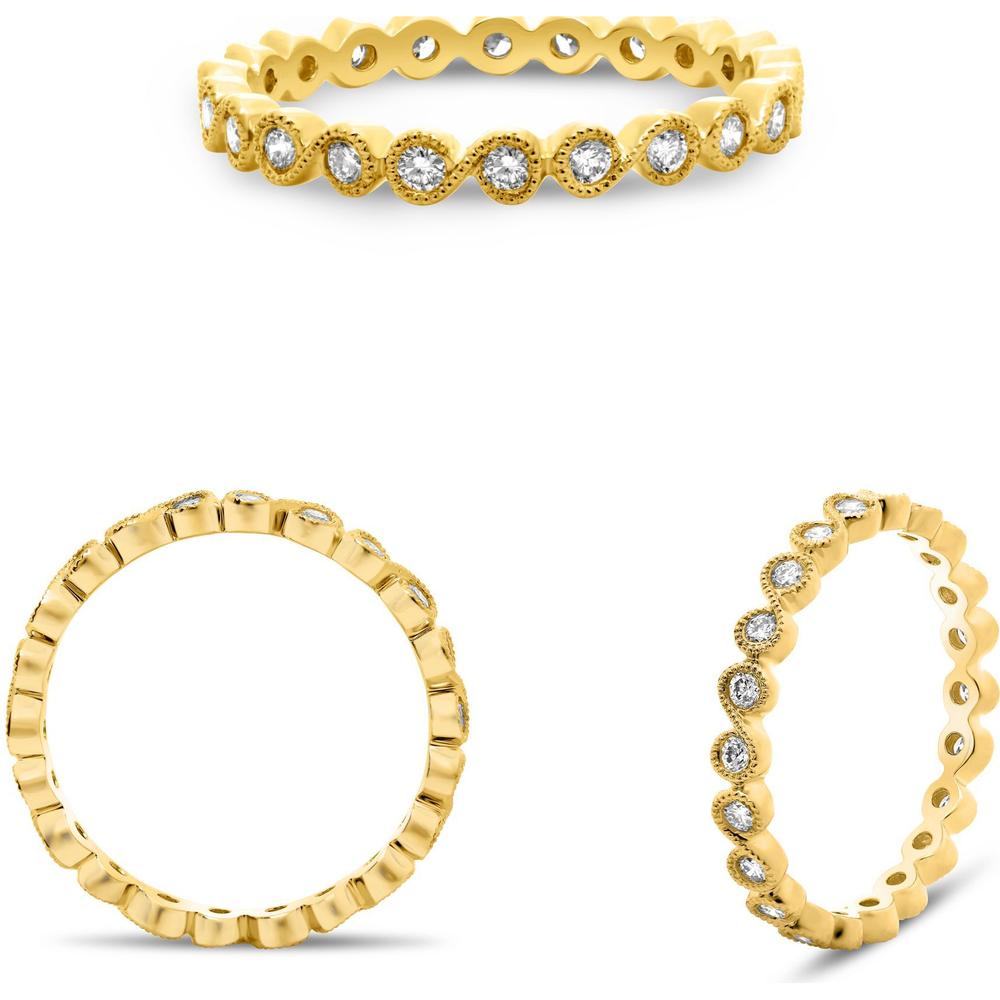 Roman & Jules - 14K Yellow Gold Eternity Band with Bezel Set Round Diamonds - 0.47 Carat Total Diamond Weight