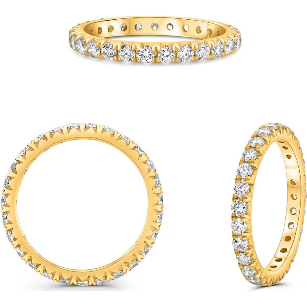 Roman & Jules - 14K Yellow Gold Eternity Band with French Pave Set Round Diamonds - 1.00 Carat Total Diamond Weight
