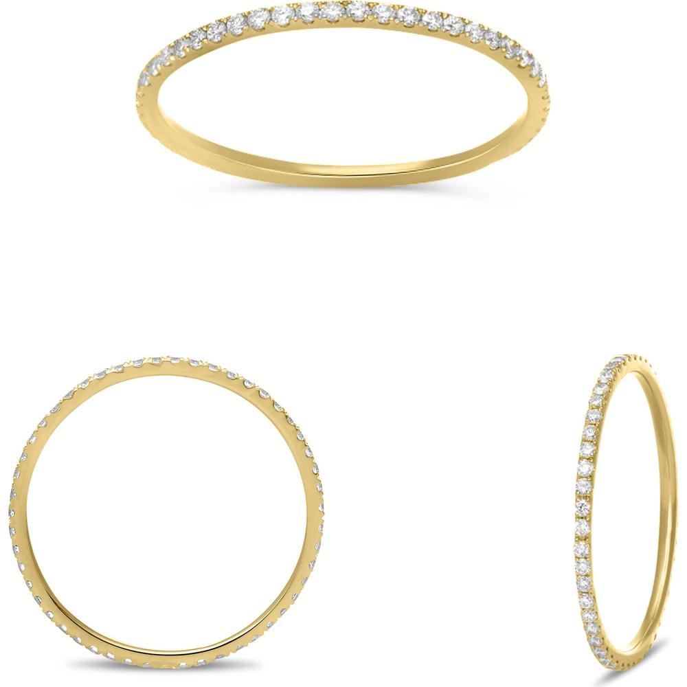 Roman & Jules - 14K Yellow Gold Eternity Band with Micropavé Set Round Diamonds - 0.27 Carat Total Diamond Weight