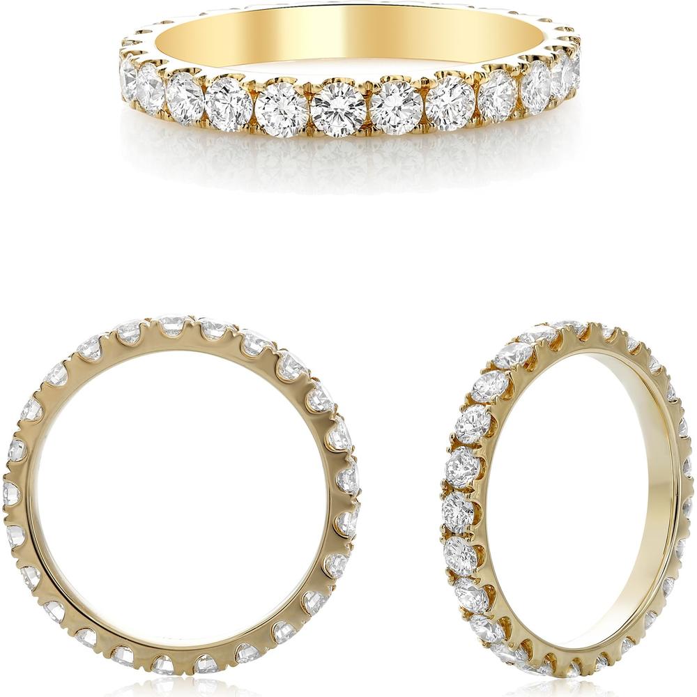 Roman & Jules - 14K Yellow Gold Eternity Band with Round Diamonds - 1.36 Carat Total Diamond Weight