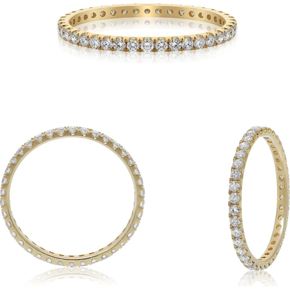 Roman & Jules - 14K Yellow Gold Eternity Band with Round Diamonds in Micropavé Setting - 0.53 Carat Total Diamond Weight