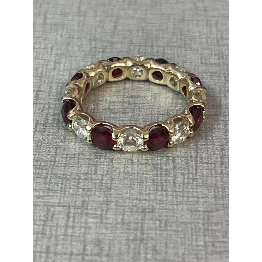 Roman & Jules - 14K Yellow Gold Eternity Band with Round Rubies and Diamonds - 2.64 Carat Ruby and 1.86 Carat Diamond Total Carat Weight
