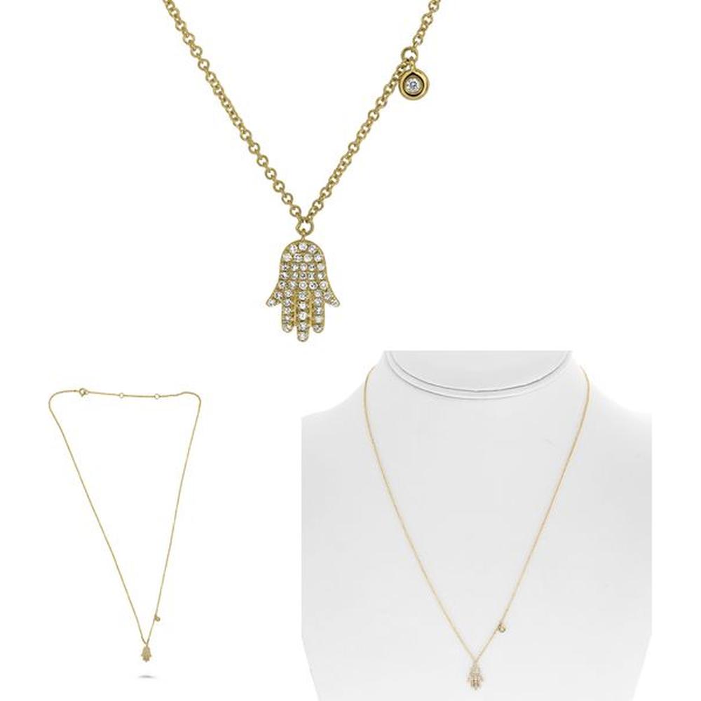 Roman & Jules - 14K Yellow Gold Evil Eye Pendant Necklace with Round Diamonds - 0.13 Carat Total Diamond Weight