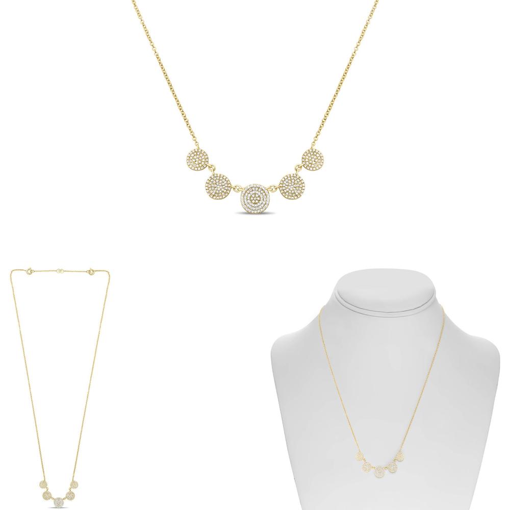 Roman & Jules - 14K Yellow Gold Five-Circle Necklace with Round Micropavé Set Diamonds - 0.47 Carat Total Diamond Weight