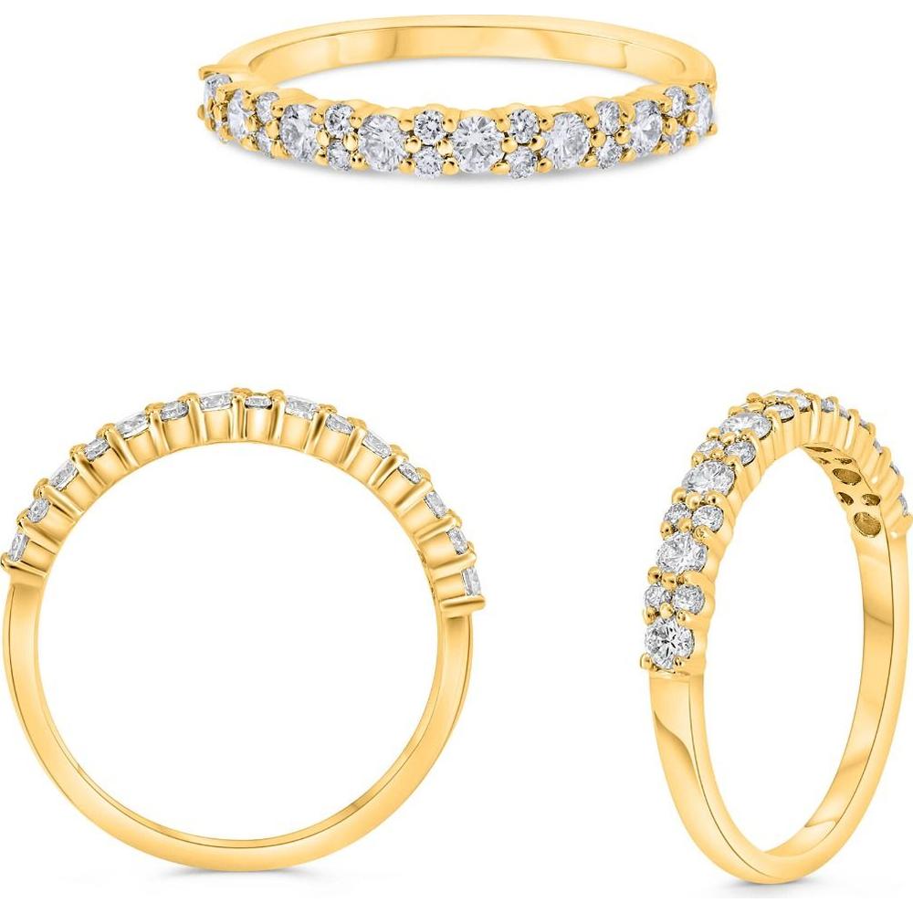 Roman & Jules - 14K Yellow Gold Half-Eternity Band with 0.50 Carat Round Diamonds in Shared Prong Setting