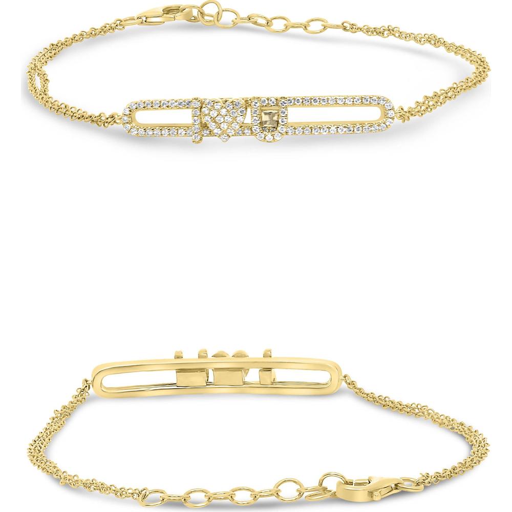 Roman & Jules - 14K Yellow Gold Heart Bracelet with Moving Round Diamonds - 0.29 Carat Total Diamond Weight